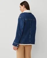 Ann Taylor Weekend Collection Sherpa Lined Relaxed Carpenter Jacket Size XS Dark Wash Women's