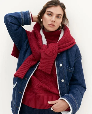 Ann Taylor Weekend Collection Sherpa Lined Relaxed Carpenter Jacket Size XS Dark Wash Women's