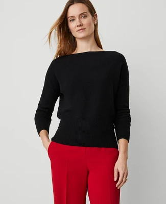 Ann Taylor Cashmere Boatneck Sweater Size XS Black Women's