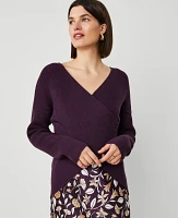 Ann Taylor Ribbed Wrap Sweater Size XL Purple Moon Women's