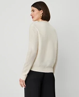 Ann Taylor Brushed-Cashmere Boyfriend Cardigan Size XL Pale Ivory Women's