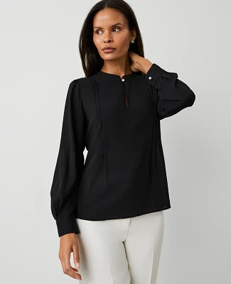 Ann Taylor Mixed Media Bib Front Top Black Women's
