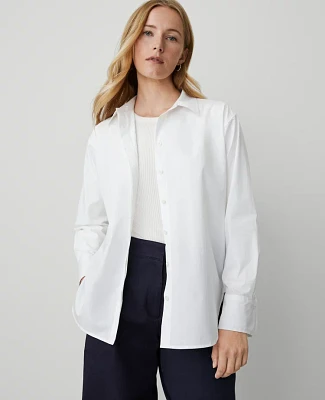 Ann Taylor Weekend Collection Oversized Shirt White Women's