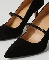 Ann Taylor Suede Mary Jane Pump Black Women's
