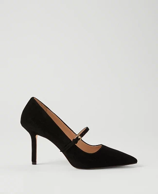Ann Taylor Suede Mary Jane Pump Black Women's