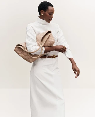 Ann Taylor Weekend Collection Corduroy Column Midi Skirt Winter White Women's