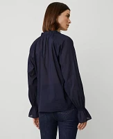 Ann Taylor Ruffle Raglan Popover Top Night Sky Women's
