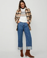 Ann Taylor Petite Weekend Collection Plaid Belted Shacket Cafe Au Lait Women's