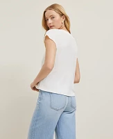 Ann Taylor Knotted V-Neck Top Winter White Women's
