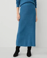 Ann Taylor Petite Weekend Collection Ribbed Sweater Skirt Balmy Blue Women's