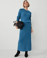 Ann Taylor Petite Weekend Collection Ribbed Sweater Skirt Balmy Blue Women's