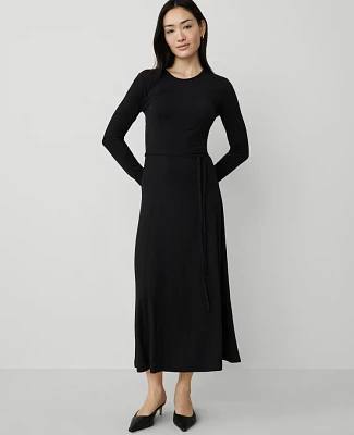 Ann Taylor Long-Sleeve Knit Midi Dress Size 8 Black Women's
