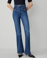 Ann Taylor The Tab Pocket Flare Jean Size 14 Modern Indigo Wash Women's