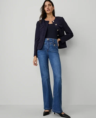 Ann Taylor The Tab Pocket Flare Jean Size 14 Modern Indigo Wash Women's