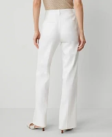 Ann Taylor The Trouser Pant Herringbone Linen Blend White Women's