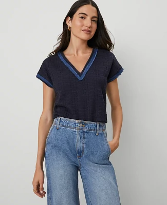 Ann Taylor Tweed Trim Dolman Top Size 2XS Night Sky Women's
