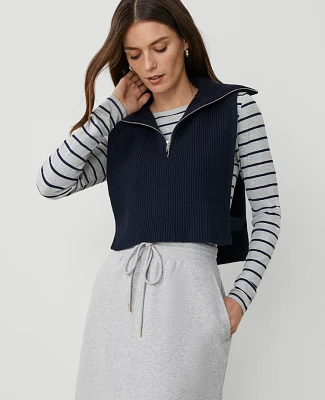 Ann Taylor Ribbed Zip Dickie Sweater Vest Size M/L Night Sky Women's