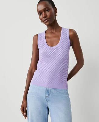 Ann Taylor Stitched Sweater Shell Top Radiant Amethyst Women's