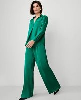 Ann Taylor The Perfect Wide-Leg Pant Satin Festive Holly Women's
