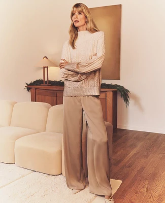 Ann Taylor The Perfect Wide-Leg Pant Satin Women's