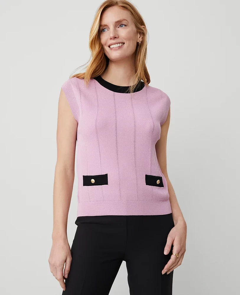 Ann Taylor Tipped Relaxed Sweater Shell Top Size XL Clean Lilac Women's