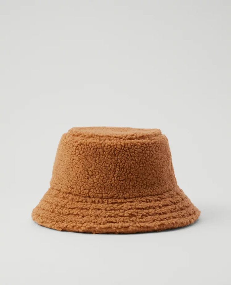 Ann Taylor Weekend Collection Sherpa Bucket Hat Size S/M Perfect Camel Women's