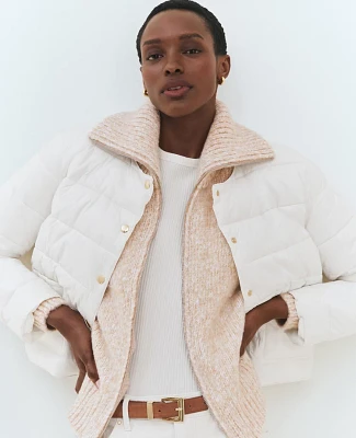 Ann Taylor Weekend Collection Puffer Jacket Winter White Women's