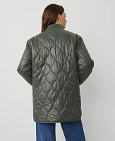 Ann Taylor Weekend Collection Varsity Collar Quilted Jacket Dried Cilantro Women's