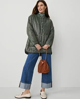 Ann Taylor Weekend Collection Varsity Collar Quilted Jacket Dried Cilantro Women's