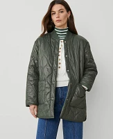 Ann Taylor Weekend Collection Varsity Collar Quilted Jacket Dried Cilantro Women's