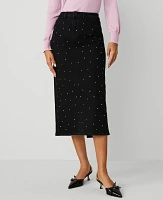 Ann Taylor Petite Embellished Denim Column Skirt Size 2 Classic Black Wash Women's