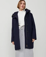 Ann Taylor Weekend Collection Faux Fur Trim Duffle Coat Night Sky Women's