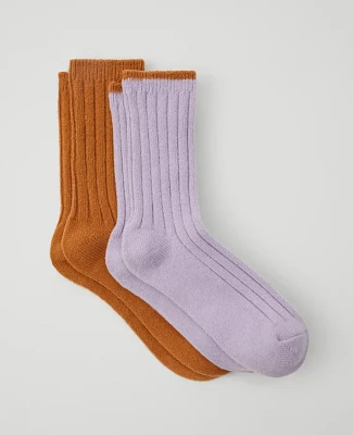 Ann Taylor Cozy Rib Crew Sock Set Perfect Camel Women's