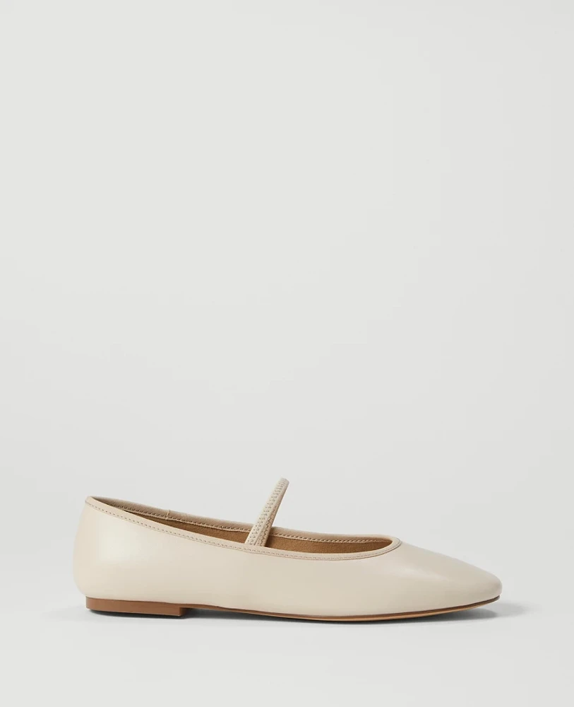 Ann Taylor Mary Jane Leather Ballet Flats Women's