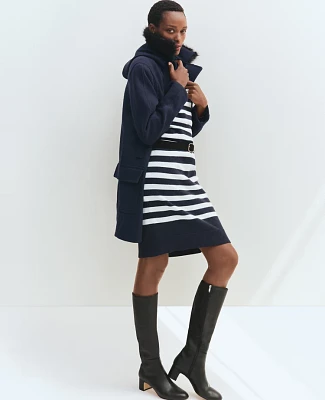 Ann Taylor Petite Weekend Collection Striped Sweater Dress Navy/White Women's