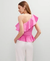 Ann Taylor One-Shoulder Tie Waist Blouse Women's
