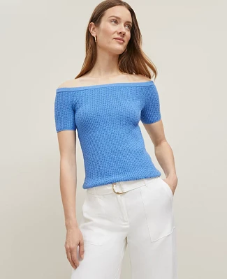 Ann Taylor Textured Off-The-Shoulder Sweater Women's