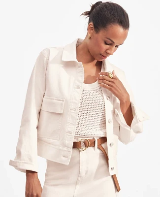 Ann Taylor Weekend Collection Denim Jacket Size 2XL Ivory Women's