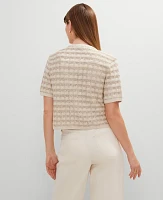 Ann Taylor Metallic Tweed Sweater Jacket Neutral Women's