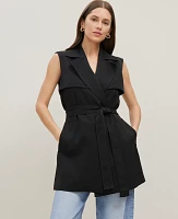 Ann Taylor Trench Vest Black Women's