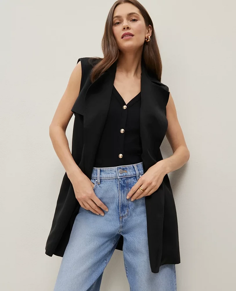 Ann Taylor Trench Vest Black Women's
