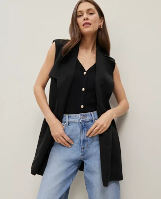 Ann Taylor Trench Vest Black Women's