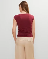 Ann Taylor Gathered V-Neck Top Women's