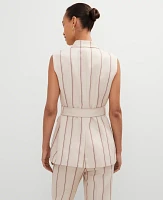 Ann Taylor Pinstripe Belted Vest Flax Women's