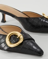 Ann Taylor Buckle Nip Toe Embossed Kitten Heels Women's