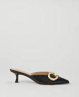 Ann Taylor Buckle Nip Toe Embossed Kitten Heels Women's