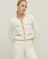 Ann Taylor Shimmer Tweed Jacket Neutral/White Combo Women's