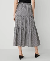 Ann Taylor Gingham Taffeta Tiered Skirt Checkered Black And White Women's
