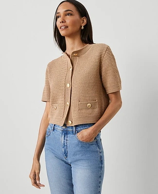 Ann Taylor Textured Sweater Jacket Size XL Cappuccino Tan Women's