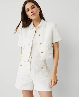 Ann Taylor Tailored Tweed Jacket Size 14 White Women's